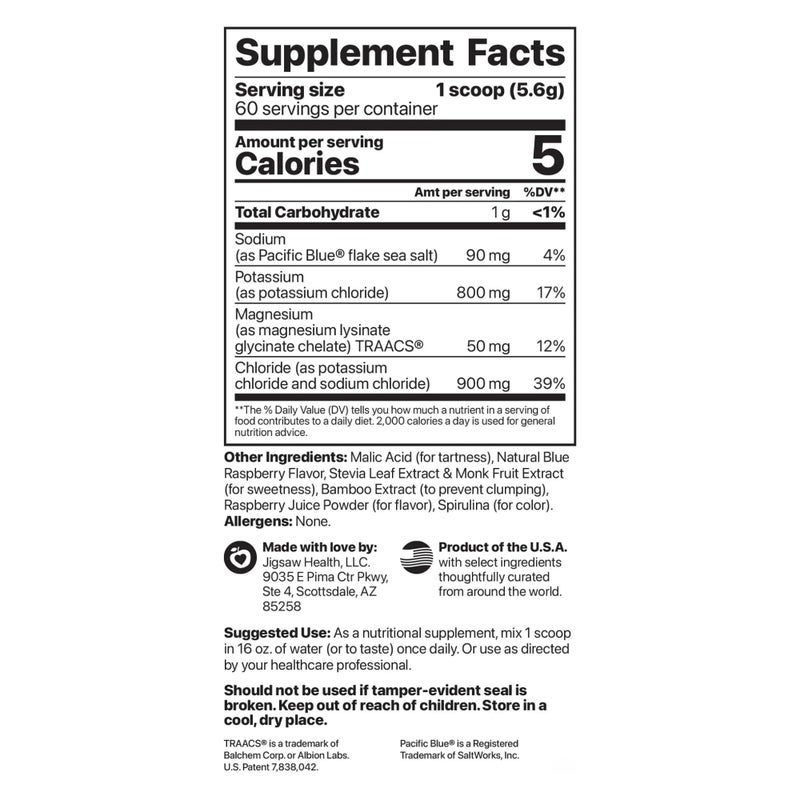 Jigsaw Health Potassium Cocktail | Formerly Pickleball Cocktail | Blue Raspberry Flavor | 60 Servings (Jar) - Image 2