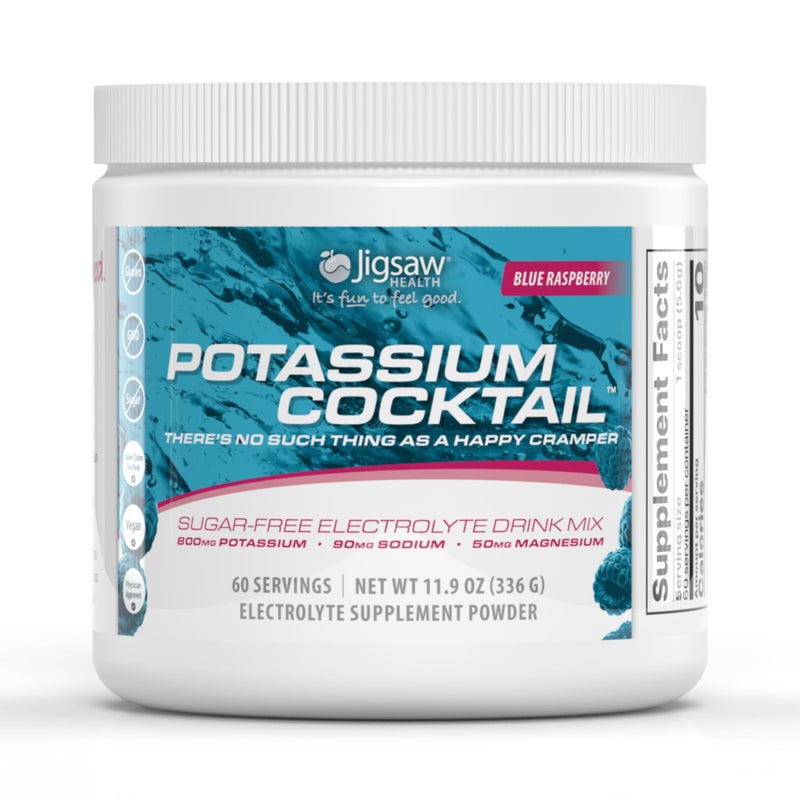Jigsaw Health Potassium Cocktail | Formerly Pickleball Cocktail | Blue Raspberry Flavor | 60 Servings (Jar) - Image 1