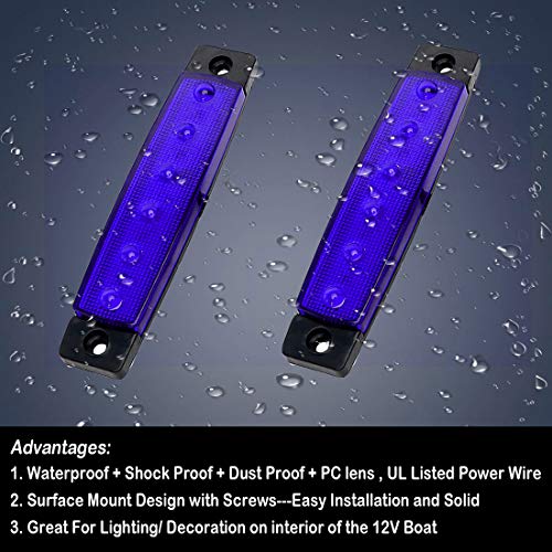 Shangyuan Marine Strip Lights, 6 LED Utility Strips, White Courtesy Light, 12V Interior Boat Lights, Blue, 6PCS - Image 4
