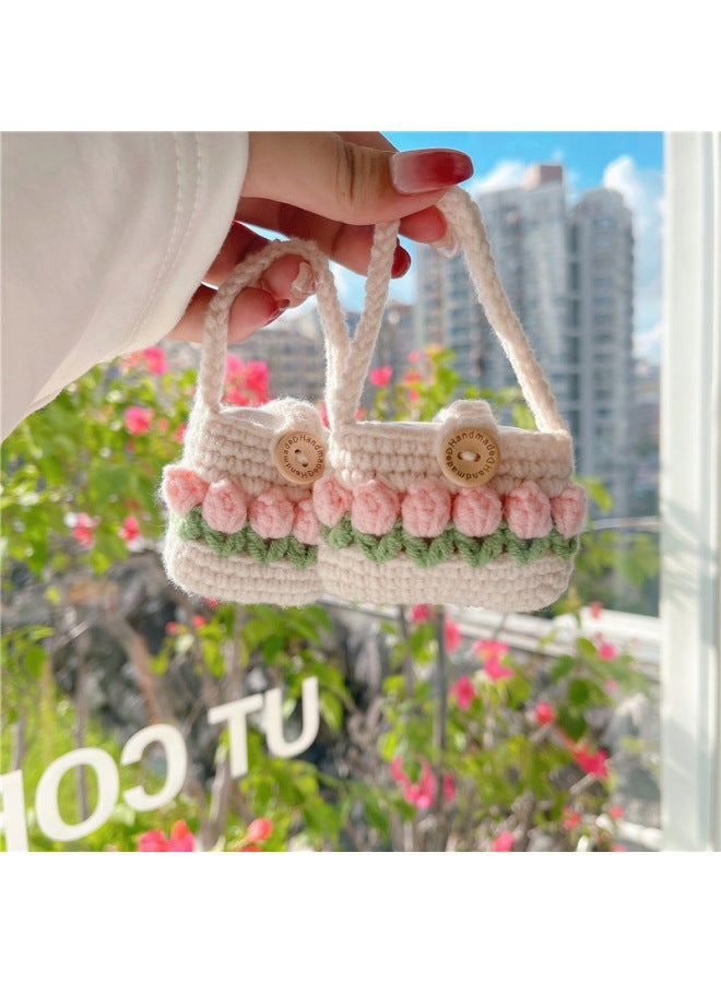 Knitted Tulip Handbag For Apple Bluetooth Headset Protective Case AirPods Pro1/2/3 Generation Soft Case-Color:Knitted Tulip Handbag-Applicable Model:Airpods1/2 Generation Universal - Image 2