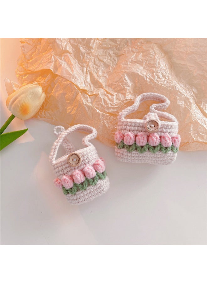Knitted Tulip Handbag For Apple Bluetooth Headset Protective Case AirPods Pro1/2/3 Generation Soft Case-Color:Knitted Tulip Handbag-Applicable Model:Airpods1/2 Generation Universal - Image 1