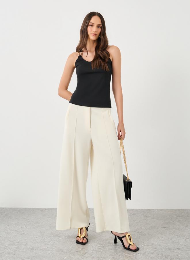 ستايلي بلوزة بدون أكمام مضلعة سوداء - Image 2