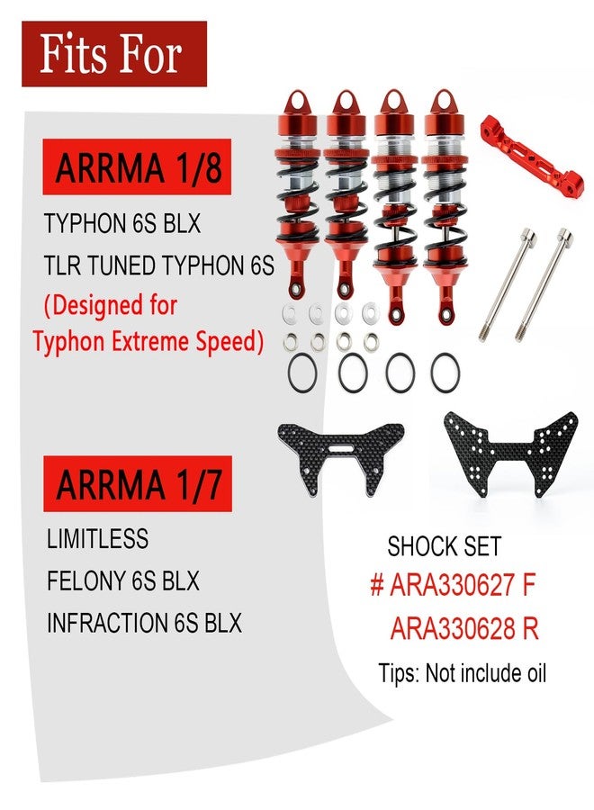 MOSHNOLY مجموعة ممتص الصدمات وبرج الصدمات من ألياف الكربون لـ ARRMA 1/8 Typhon 6S BLX 4WD، مصممة للسرعة القصوى، ممتصات صدمات أمامية وخلفية، 88mm/98mm ممتص قابل للتعديل #ARA330627، ARA330628 - Image 3