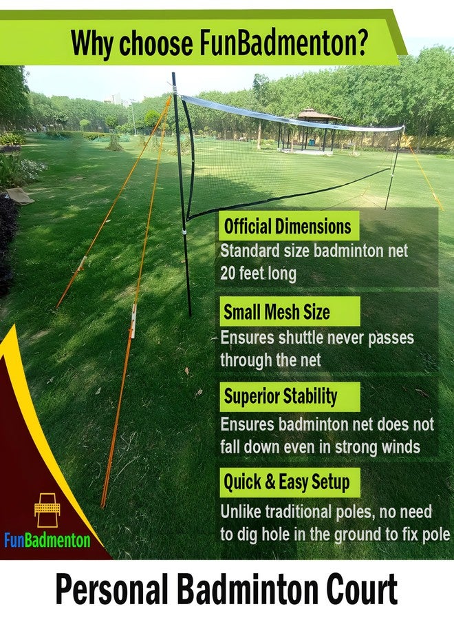 FunBadmenton Portable Badminton Court Outdoor | Temporary Portable Readymade Badminton Court with Rope Boundary Line - Image 2