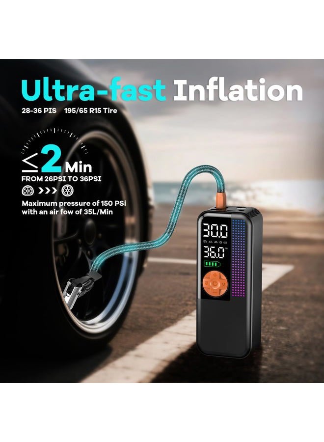 WEOLULI Tire Inflator Portable Air Compressor - Air Pump For Car Tires with Digital Pressure Gauge - Image 3