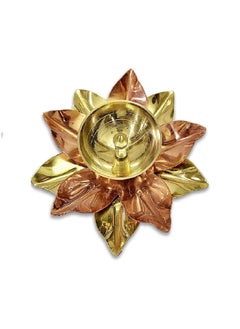 SATVIK SATVIK 2 Units Brass and Copper Lotus Flower Petals Kamal Akand Diya for Diwali Puja Pooja Home Temple Decoration Daily Office Puja Oli Lamp Large Pack of 2 