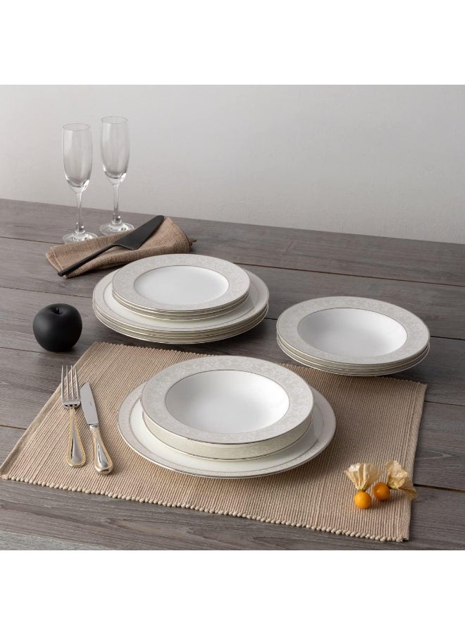 Noritake Noritake Montvale Platinum 12Piece Set Service for 4 in WhiteYellow  - Image 2