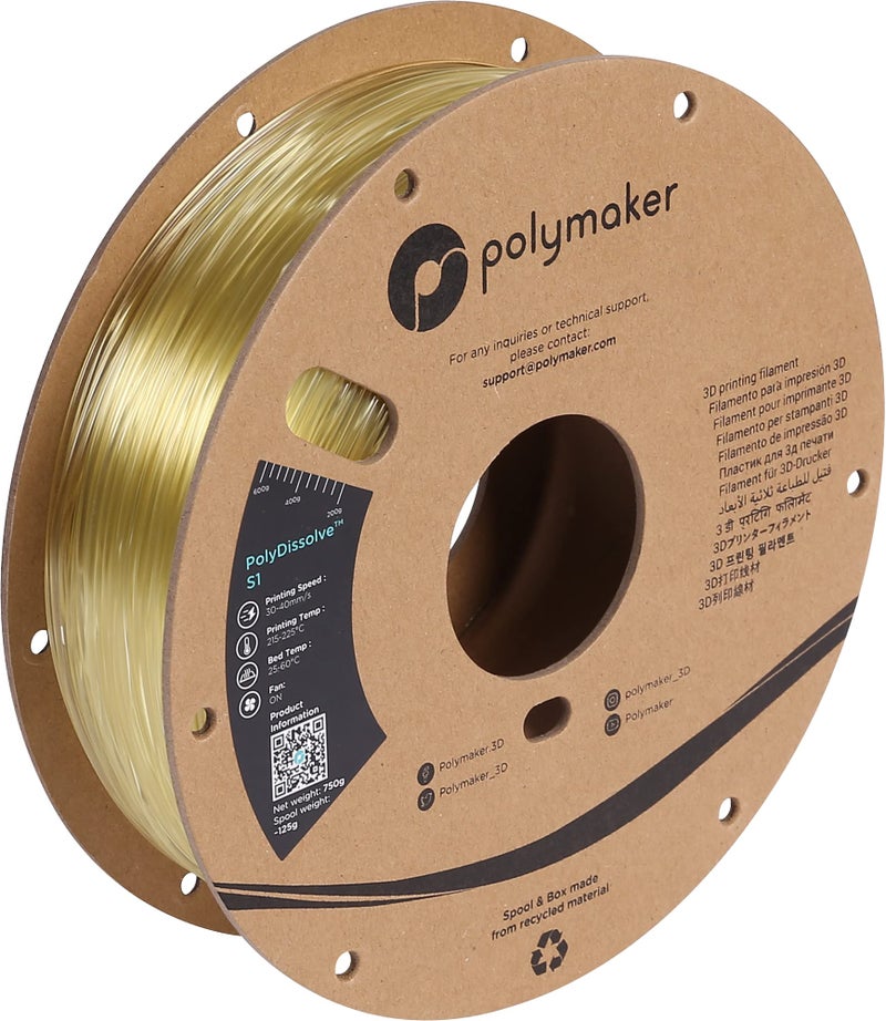 polymaker خيوط بوليمكر بوليديسولف S1 PVA، 1.75 مم، 750 جرام، دعم قابل للذوبان في الماء لطابعة 3D باستخدام PLA/TPU/PVB/نايلون - Image 1