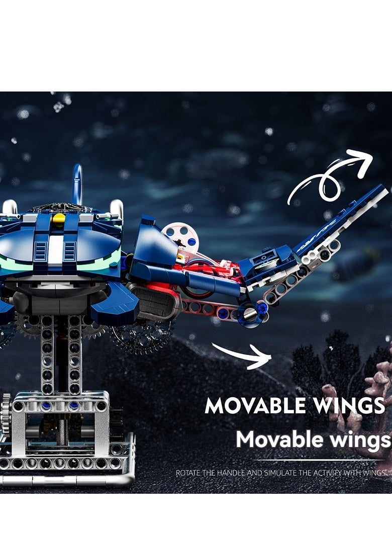 M MIAOYAN - Animal mechanical manta ray building block toys can exercise children's hand-foot coordination and thinking logic. They are very advanced for home decoration and are suitable as gifts for children and adults. - Image 1