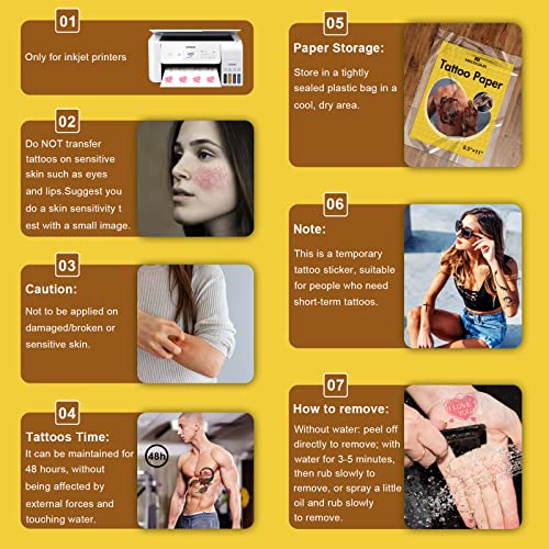 MECOLOUR Printable Temporary Tattoo Paper for Laser/Inkjet Printer - 8.5"X11"-20 sets DIY Personalized Image Transfer Sheet for skin - Image 4