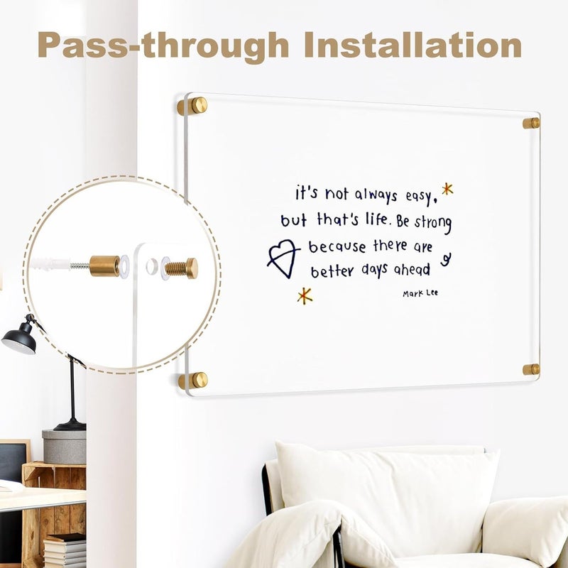 SLASA Clear Acrylic Dry Erase Board 30.5x30.5cm Wall Planner Memo Writing Board - Image 3