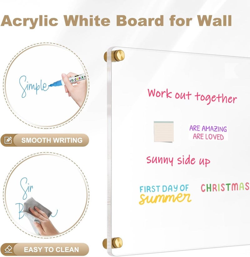 SLASA Clear Acrylic Dry Erase Board 30.5x30.5cm Wall Planner Memo Writing Board - Image 2