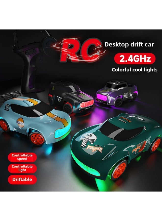 2.4G Four-wheel Drive High-speed Car Desktop Mini Drift Car Cool Light RC Remote Control Racing Toy-Colour:Black Warrior Off-road 1:64 - Image 3