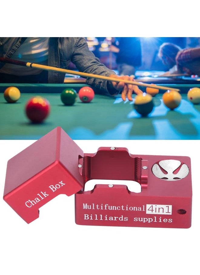 4 in 1 R2 Multi Function Universal Billiard Cue Chalk Holder Portable Mini Cue Tips Chalk Box(Red )