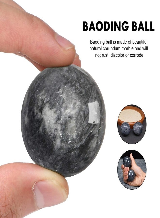 Hmsddan Traditional Chinese Baoding Balls, Marble Health Exercise Stress Relief Balls with an Upgraded Shockproof Imitation Wood Box, Dark Grey, 2-Piece Set, Medium-1.57" - Image 4
