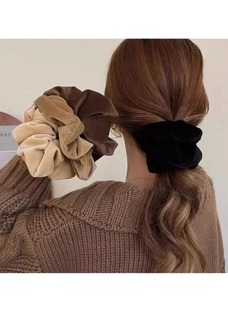 STAR BEJA Luxury Velvet Scrunchies – Neutral Tone Set - Image 1