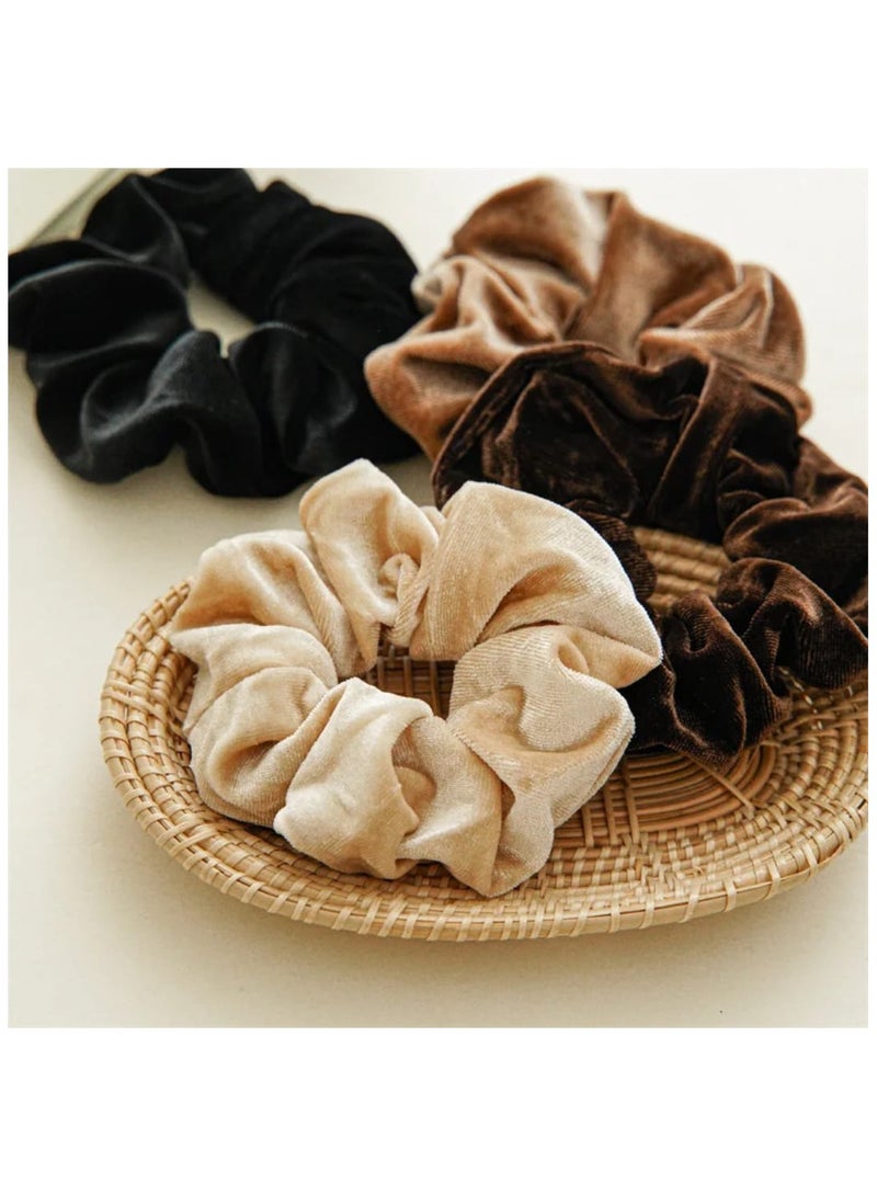 STAR BEJA Luxury Velvet Scrunchies – Neutral Tone Set - Image 2