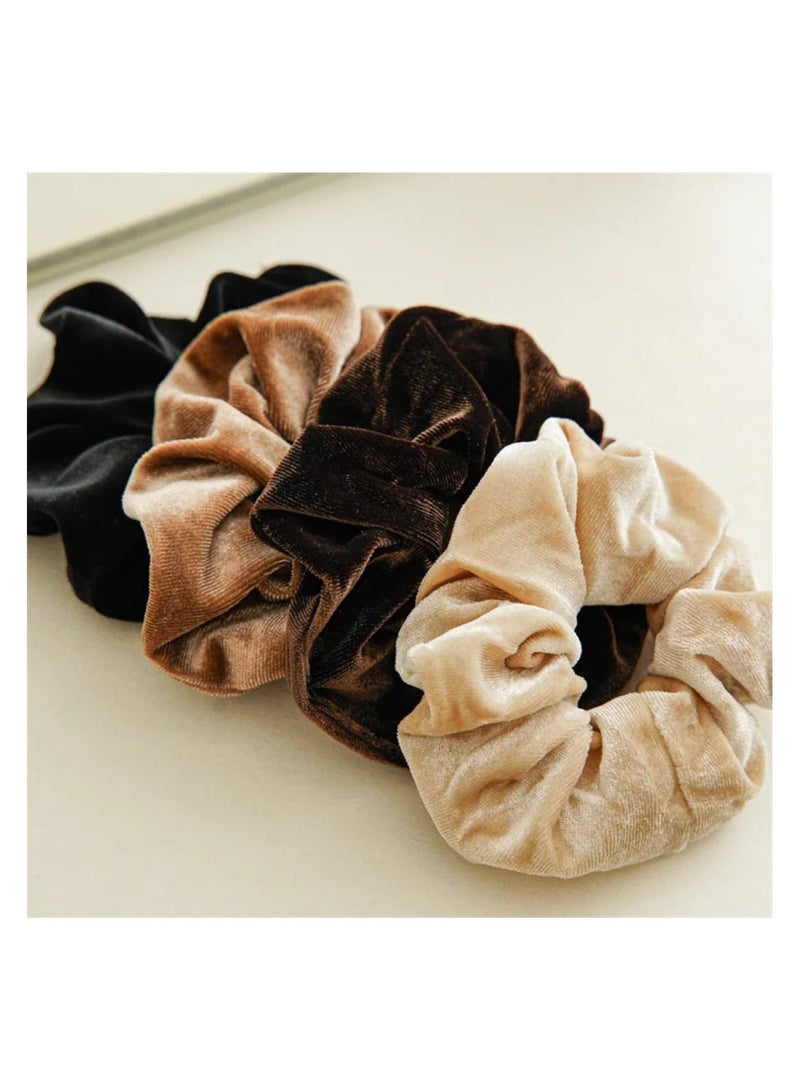 STAR BEJA Luxury Velvet Scrunchies – Neutral Tone Set - Image 3