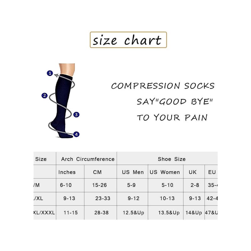 SOLARAE Copper Compression Socks for Men & Women, Copper-Infused Compression Socks Moisture-Wicking Copper Compression Socks for Medical Running Hiking Cycling 15-20 mmHg (Black/White, L/XL) - Image 3