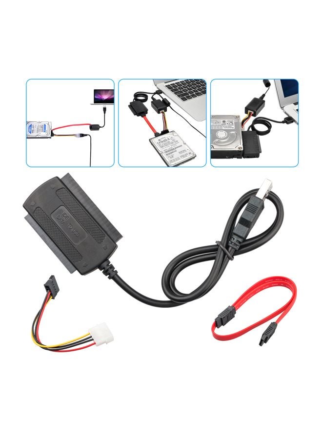 3-Piece SATA Drive To USB 2.0 Adapter Converter Cable Black/Red - Image 2
