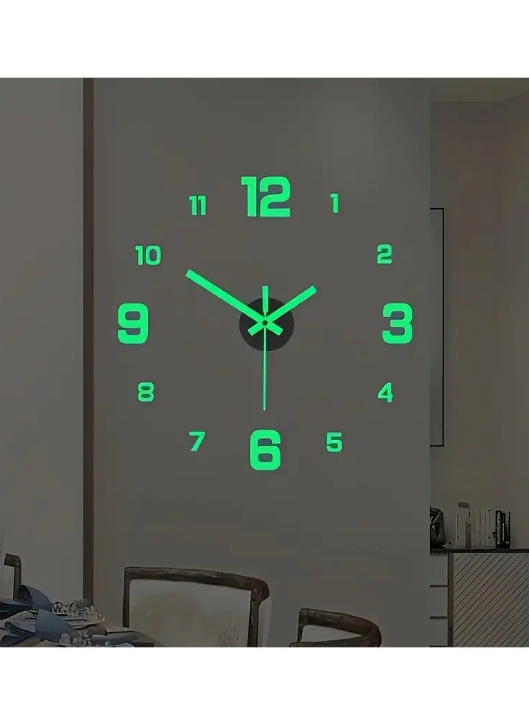 NIBEMINENT Modern 3D Digital Wall Clock Large Luminous Display Silent Operation Perfect For Living Room & Bedroom (The Luminous Style Only Emits Light In Dark Environments)  - Image 1