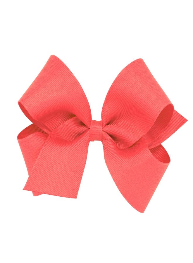 Wee Ones Girls' Plain Wrap Classic Grosgrain Hair Bows on a WeeStay No-Slip Hair Clip, Handmade, Medium, Watermelon - Image 1