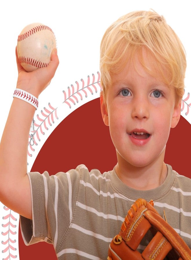 Inbagi 6 Pcs Leather Baseball Keychains for Boys White Seamed Keychain Sports Softball Keychains Baseball Gifts for Boys Wristlet Strap Keychain for Car Purse Accessories Players Sports Team Souvenir - Image 2