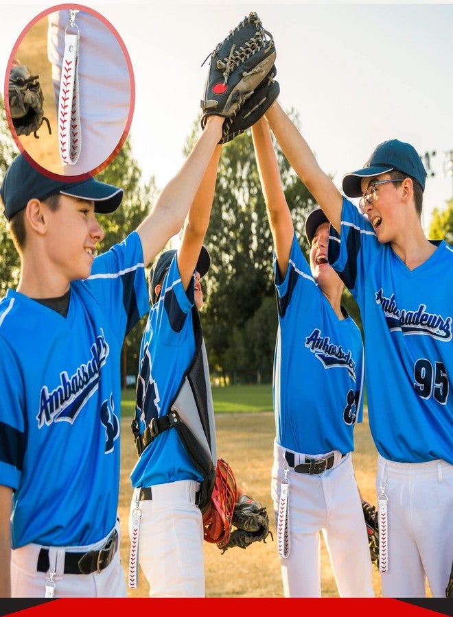 Inbagi 6 Pcs Leather Baseball Keychains for Boys White Seamed Keychain Sports Softball Keychains Baseball Gifts for Boys Wristlet Strap Keychain for Car Purse Accessories Players Sports Team Souvenir - Image 4