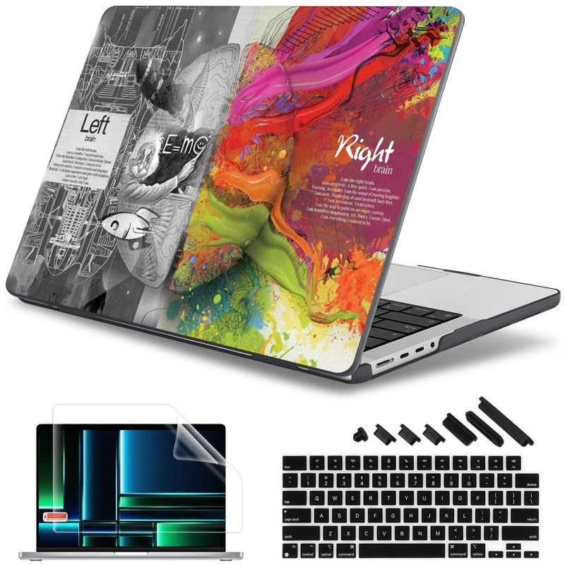 May Chen Case for M4 MacBook Pro 14 inch Case A3112 A3401 Max A3185 M3 A2918 A2992 M2 A2779 M1 A2442 2024 2023 2022 2021 Release Plastic Hard Shell Case with Keyboard Cover Left Right Brain