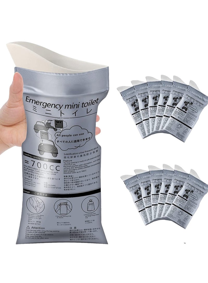 DMG TECH DMG Disposable Urine Bags, 700ML Large Capacity Camping Pee Bags, Unisex Urinals Vomit Bags for Travel Urinal Toilet Traffic Jam Emergency Portable Toilet Bee Bag for Men Women Kids Patient(12 Pack) - Image 1