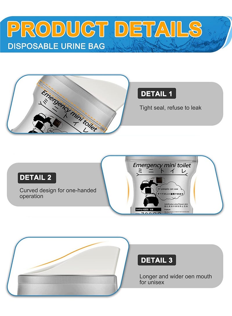 DMG TECH DMG Disposable Urine Bags, 700ML Large Capacity Camping Pee Bags, Unisex Urinals Vomit Bags for Travel Urinal Toilet Traffic Jam Emergency Portable Toilet Bee Bag for Men Women Kids Patient(12 Pack) - Image 3