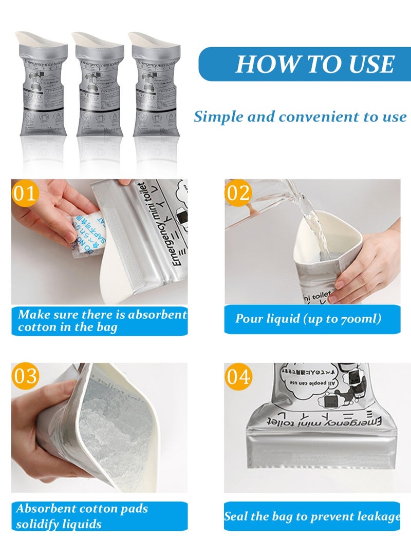 DMG TECH DMG Disposable Urine Bags, 700ML Large Capacity Camping Pee Bags, Unisex Urinals Vomit Bags for Travel Urinal Toilet Traffic Jam Emergency Portable Toilet Bee Bag for Men Women Kids Patient(12 Pack) - Image 5