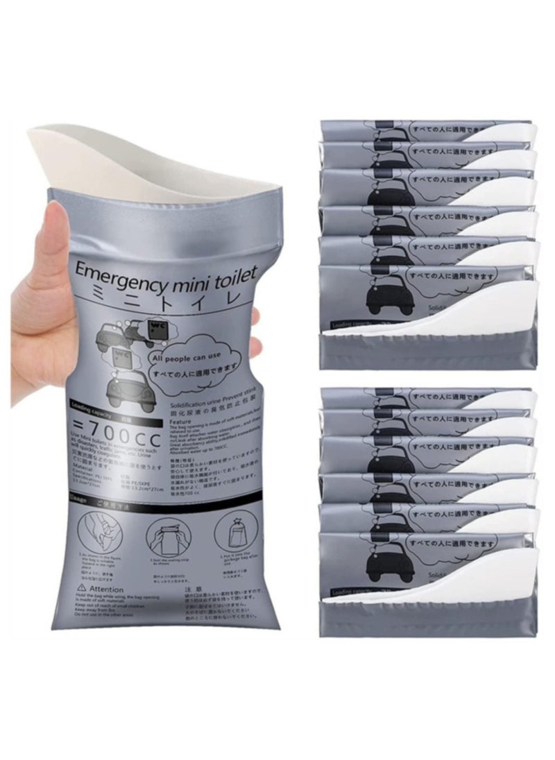 DMG TECH Disposable Urine Bags, 700ML Large Capacity Camping Pee Bags, Unisex Urinals Vomit Bags for Travel Urinal Toilet Traffic Jam Emergency Portable Toilet Bee Bag for Men Women Kids Patient(12 Pack)  - Image 1
