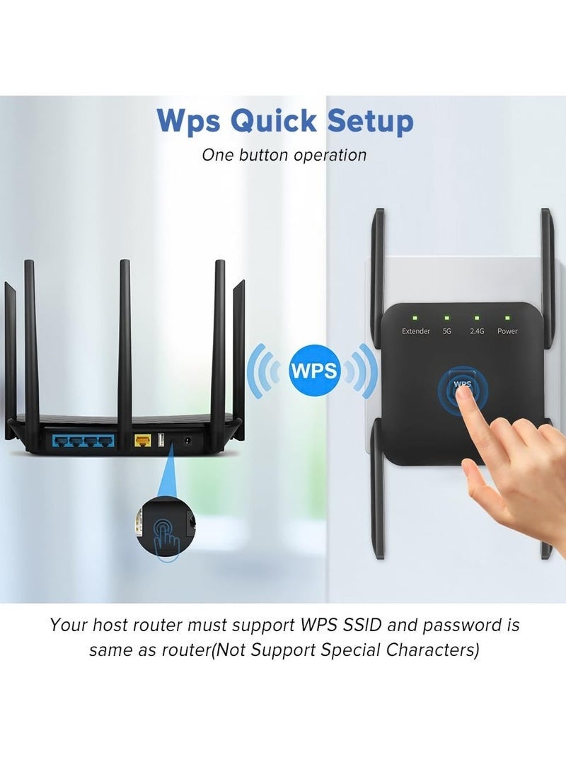 NH WiFi Extender 2.4G/5G Dual Band Repeater, Speed 1200Mbps with Ethernet Port (Black） - Image 5