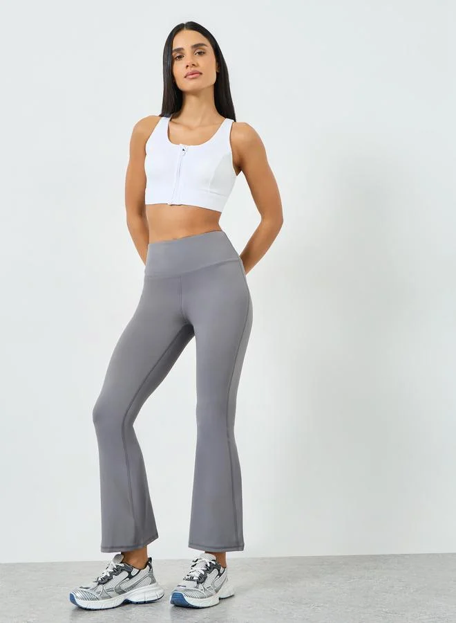 Styli Active White Front Zip-Up Cross Back Sports Bra - High Support