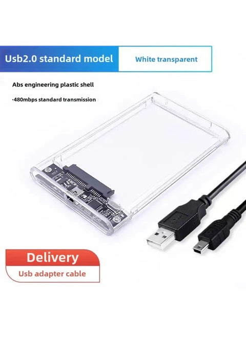 2.5 Inch Notebook Hard Disk Box Changed To Mobile Hard Disk External Box USB3.0 Mechanical Solid State SSD High-speed Universal-Color:Transparent 2.0