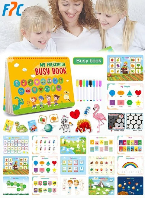 Montessori Busy Book for Toddlers Preschool Learning Activities Autism Sensory Toys Quiet Book Educational Travel Activity Binder Fine Motor Skills Gifts for Kids Boys Girls