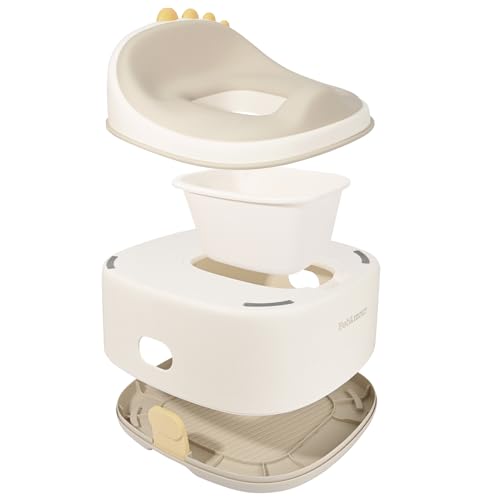 Bebamour Toddler Potty Training Toilet 3 in 1 Versatile Toilet Seat & Step Stool & Potty Chair Portable Potty Trainer for Boys & Girls with with 100 Pack Trash Bags (Dinosaur Coffee) - Image 4
