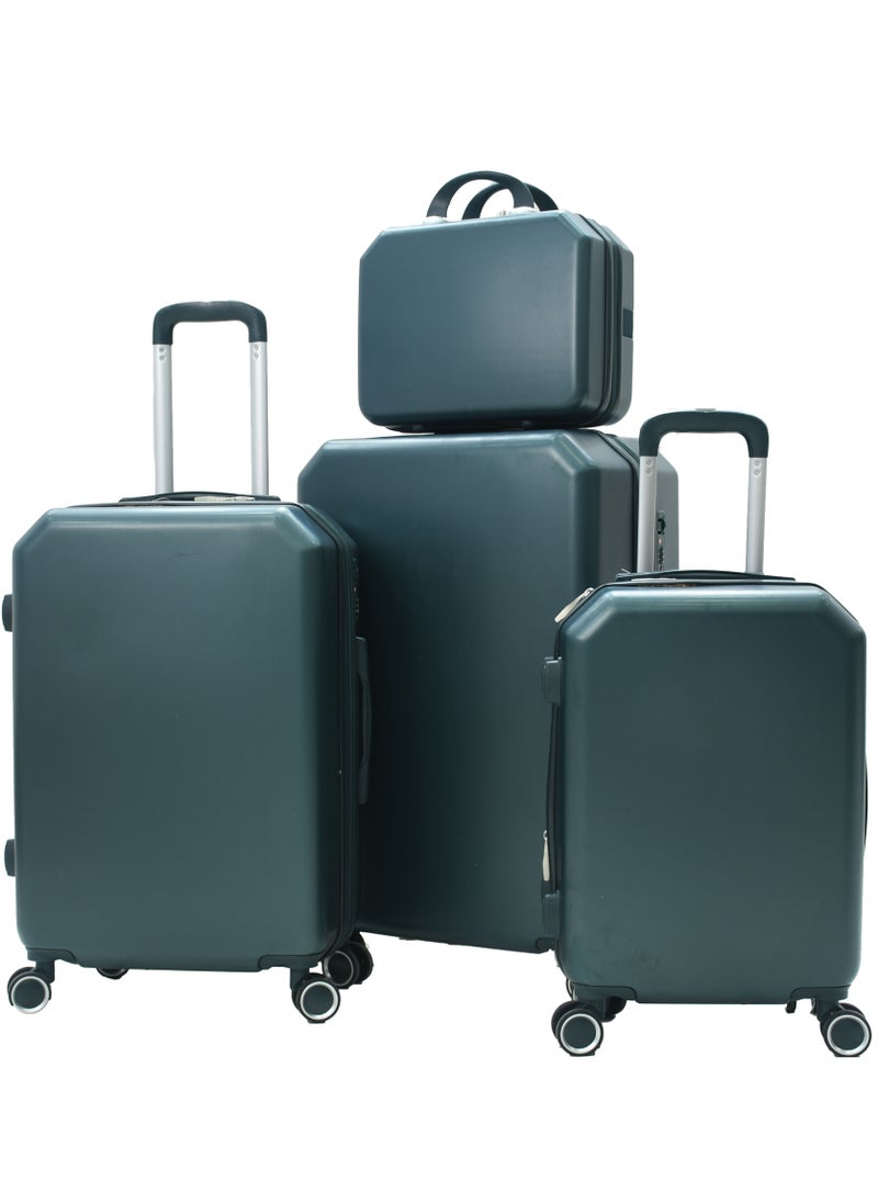 MORANO Morano Unisex Luggage Hard Trolley Travel Bags 4 Pieces Set Sizes 14/20/24/28 Dark Green  - Image 2