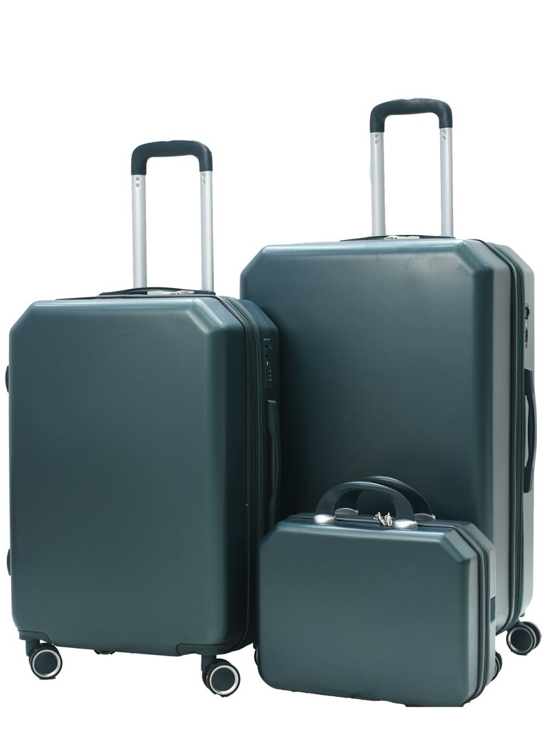 MORANO Morano Unisex Luggage Hard Trolley Travel Bags 4 Pieces Set Sizes 14/20/24/28 Dark Green  - Image 3