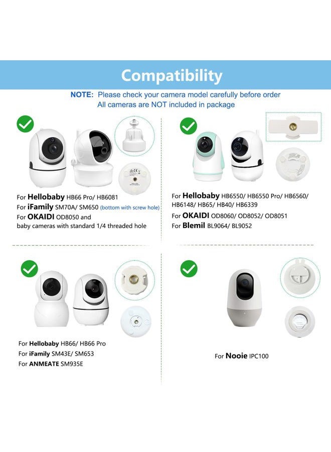 Derebir Adjustable Baby Monitor Wall Mount Compatible with Hellobaby, iFamily, OKAIDI, Blemil, ANMEATE, Nooie, for HelloBaby HB6550/HB6560/HB65/HB66/HB6339, 1/4 Thread Connection, Camera Not Included - Image 2