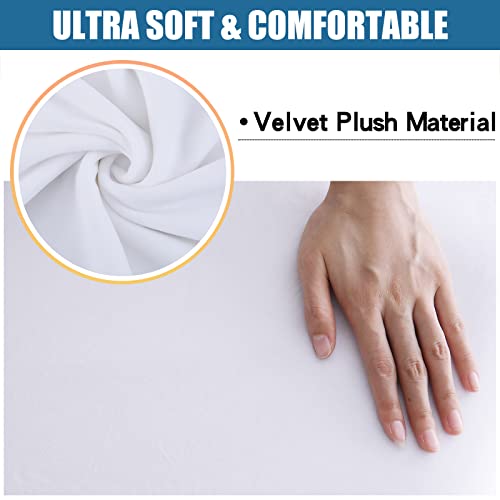 Smiry Velvet Seat Covers for Dining Room Chair Set of 4 Stretch Fit Removable Washable Chair Seat Cushion Protector Slipcovers with Ties White - Image 3