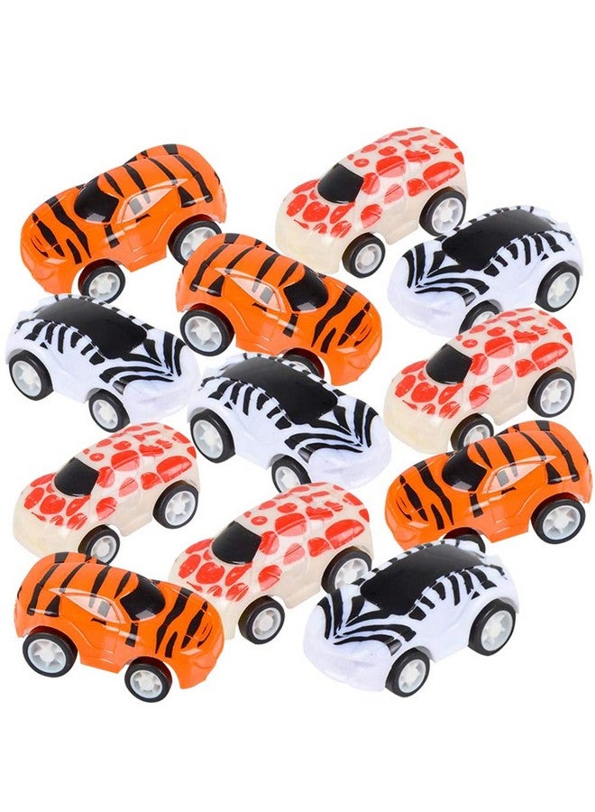 ArtCreativity 2 Inch Safari Pullback Mini Toy Cars, Set of 12, Pullback Racers with Fun Animal Patterns, Birthday Party Favors for Kids, Goodie Bag Fillers, Small Carnival & Contest Prize - Image 1