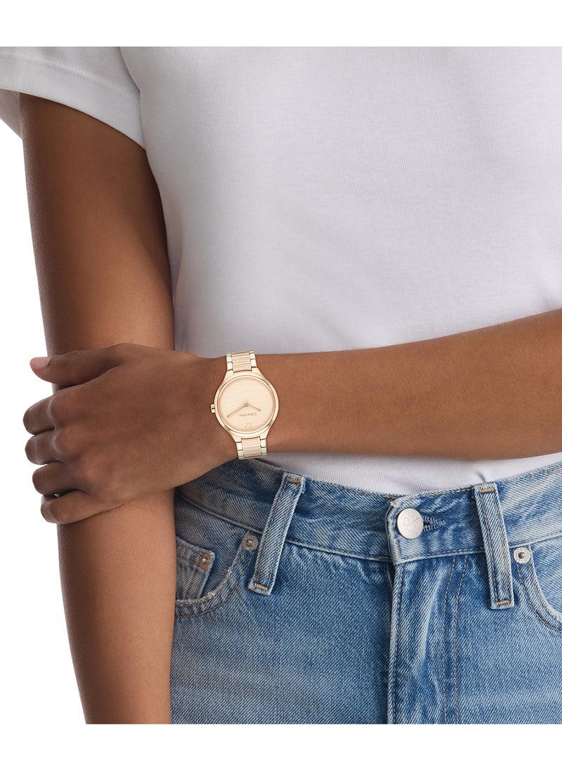 CALVIN KLEIN - CALVIN KLEIN ROUND ANALOG WOMEN'S CARNATION GOLD CASE WATCH - 25100050 - Image 1