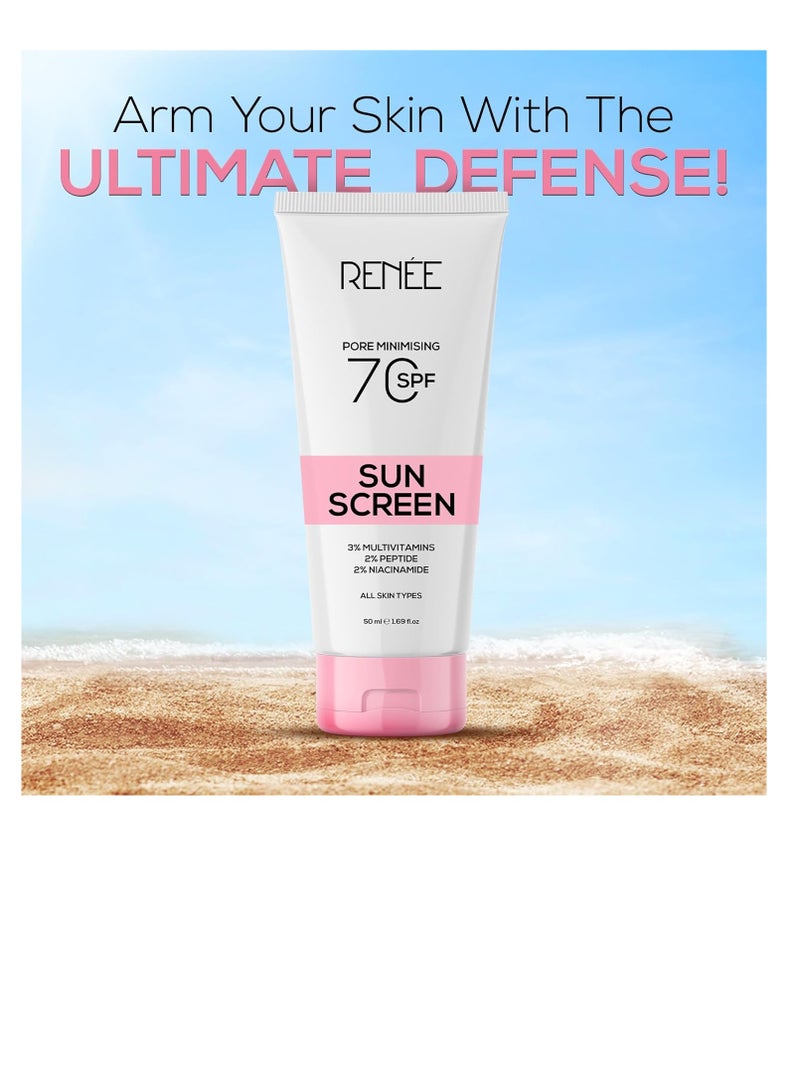 رينيه واقي الشمس لتقليل المسام من ريني، عامل حماية من الشمس 70 مع 2% نياسيناميد و2% ببتيد و3% فيتامينات متعددة، 50 مل - Image 5