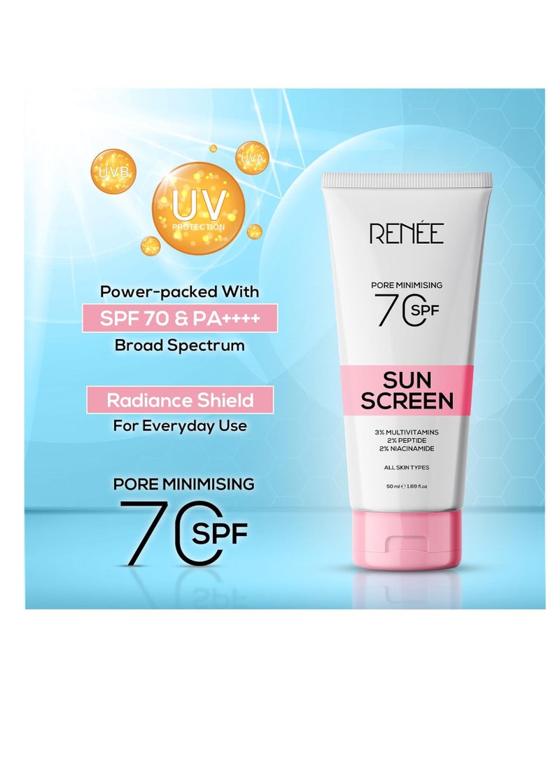 Renee - RENEE Pore Minimizing Sunscreen SPF 70 With 2% Niacinamide  2% Peptide and 3% Multivitamins 50Ml - Image 1