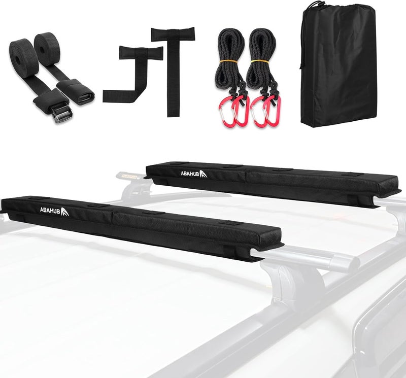 Abahub Soft Roof Rack Pads with Tie Down Straps, Ropes, and Storage Bag for Kayaks and Surfboards - Image 1