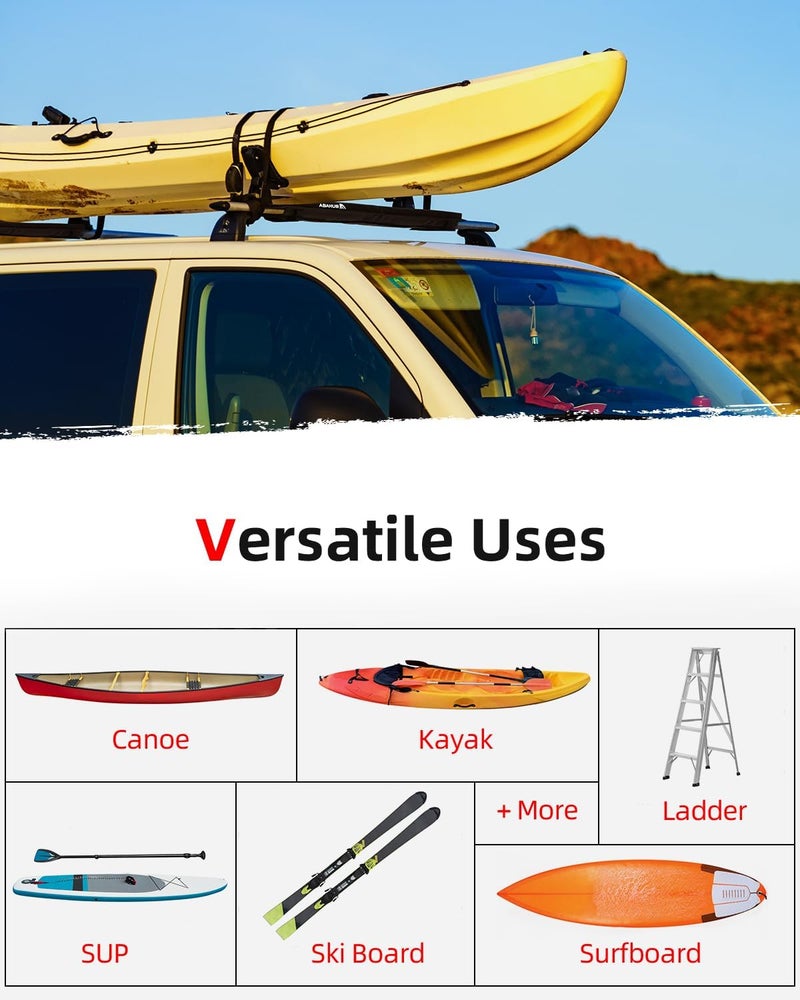 Abahub Soft Roof Rack Pads with Tie Down Straps, Ropes, and Storage Bag for Kayaks and Surfboards - Image 2