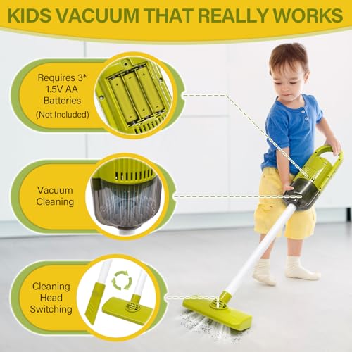Dreamon Toddler Cleaning Set  14Pcs Kids Cleaning Toy Set with 2in1 Kids Vacuum That Really Works Pretend Home Cleaning Play Set for Toddler Age 37 Christmas Birthday Gift for Girls BoysRed - Image 5
