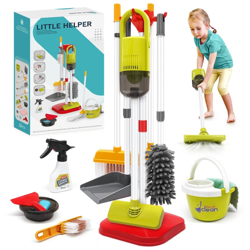 Dreamon Toddler Cleaning Set  14Pcs Kids Cleaning Toy Set with 2in1 Kids Vacuum That Really Works Pretend Home Cleaning Play Set for Toddler Age 37 Christmas Birthday Gift for Girls BoysRed - Image 3